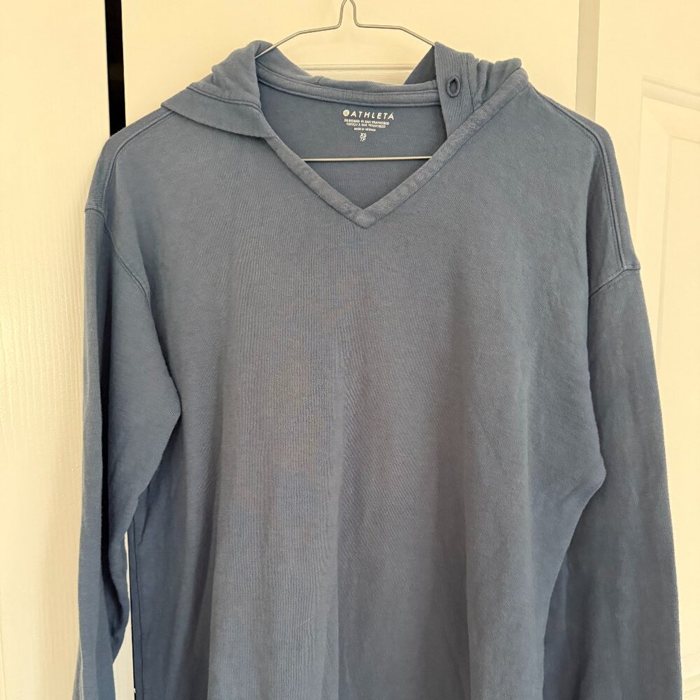 Athleta Sundown Alliance Hoodie Sweatshirt Cottage Blue Oversized Size XS